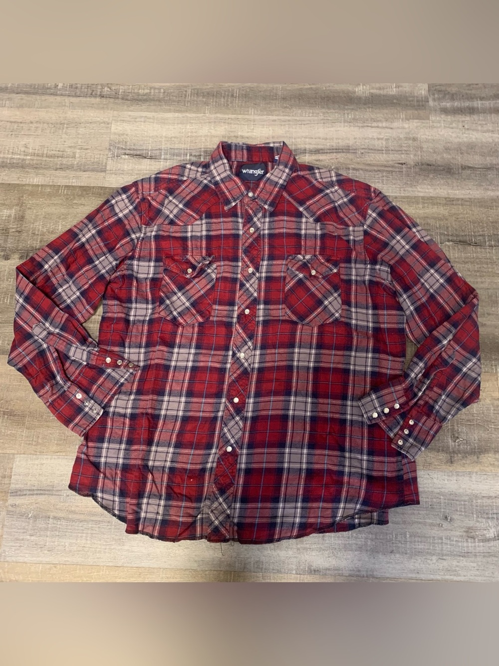 Wrangler Vintage Plaid Western Rodeo Pearl Snap Long Sleeve Shirt Men’s XL